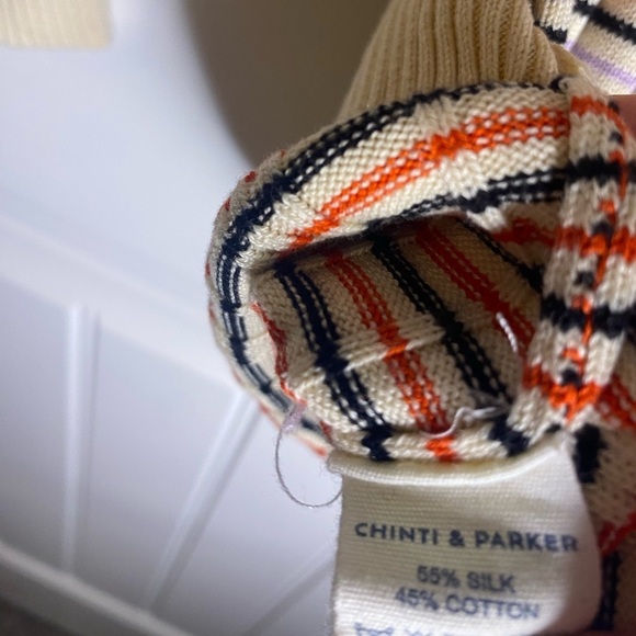 Chinti & Parker Multicolored Fine Lines Silk-Cotton Sweater - Picture 9 of 10